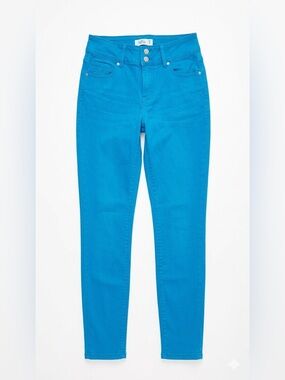 NWT Royalty For Me Super Soft High Rise Slim Ankle Skinny Jeans Turquoise Blue 6
